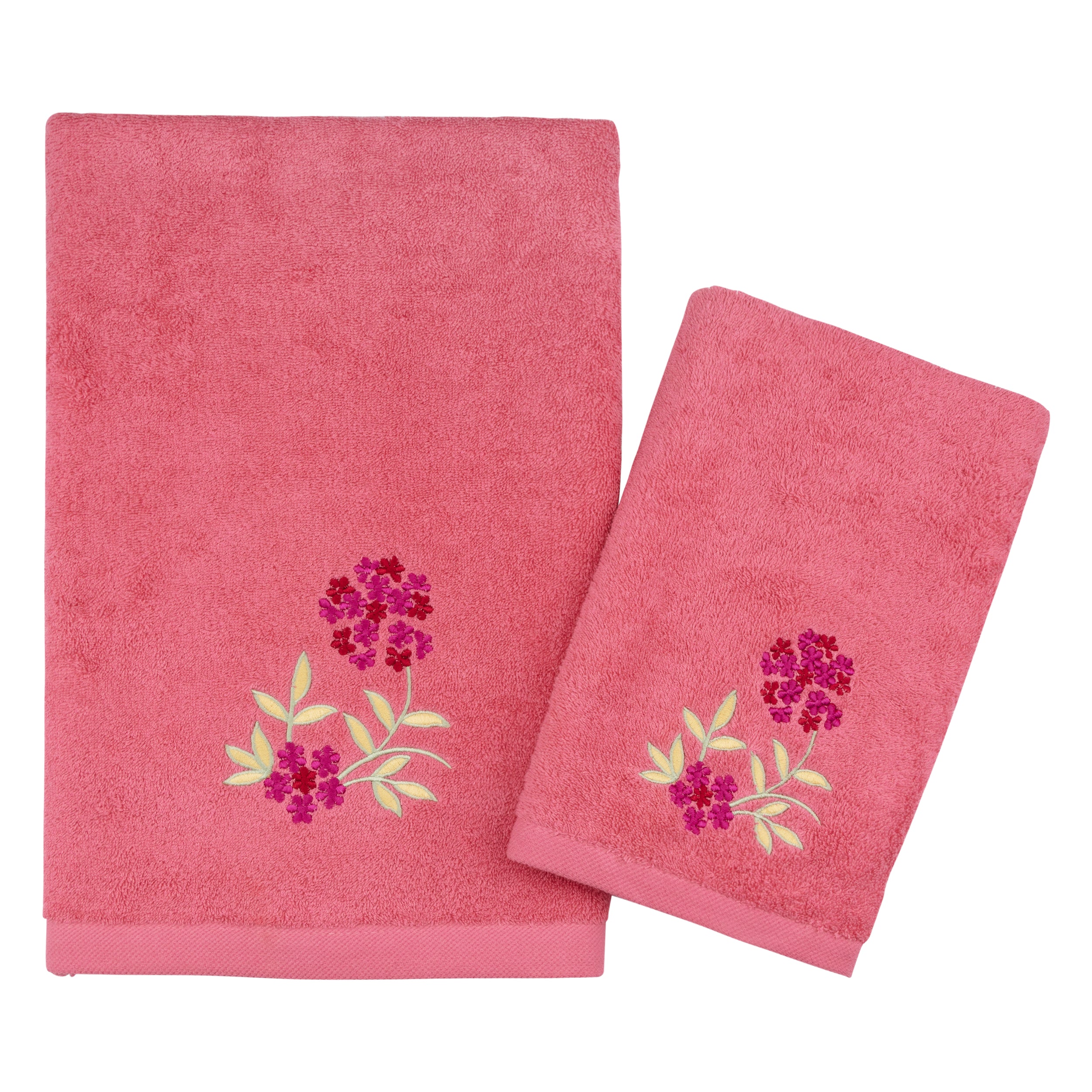 Embroidered Towels, Pretty in Pink Flamingo Embroidered Hand Towel,  Bathroom Towels