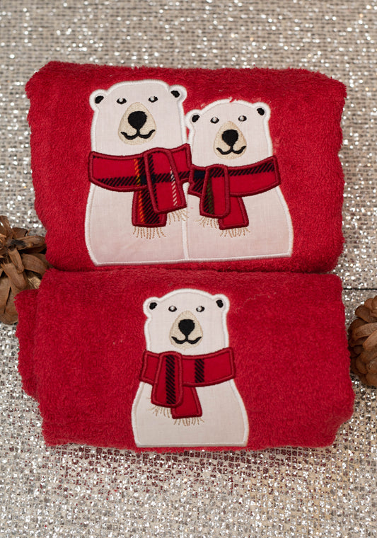 Bear Christmas Towels Set, Red Towels, Holiday Towels, Decorative Towels, Holiday Gifts, Christmas Gifts, Christmas Towels,