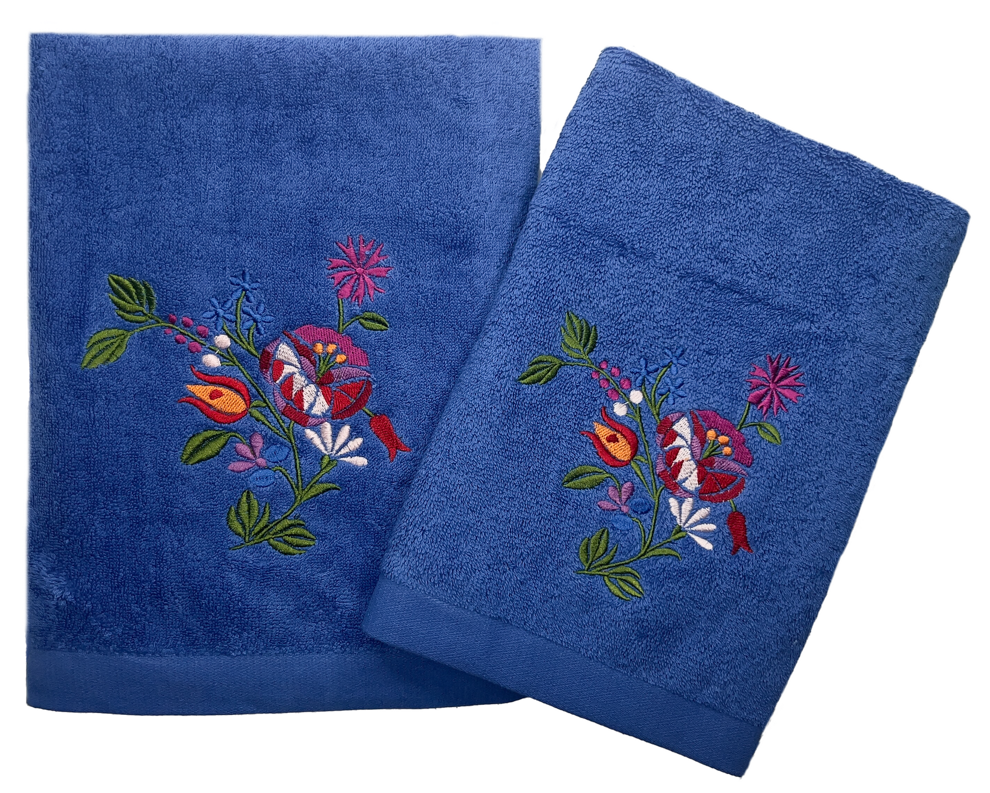 Floral Embroidery Hand Towel Set Of 4, 500 GSM Soft Cotton Towels